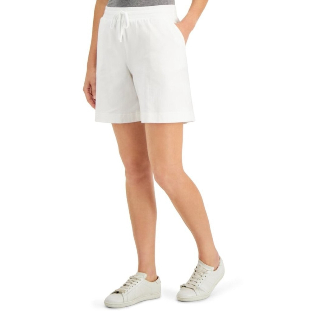 Karen Scott MP Pull-On Stretchy Elastic Waist Knit Casual White Shorts NWT
